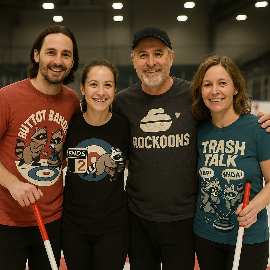 This lineup celebrates the playful mischief of raccoons colliding with the strategy and spirit of curling. Packed with humor, charm, and a little wild unpredictability (just like arena ice itself), these designs are perfect for curlers who love a laugh and want to show off their scrappy, clever, unstoppable side.